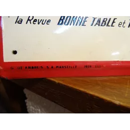 TOLE BONNE TABLE ET TOURISME  35CM X 25CM ANDREIS SA MARSEILLE