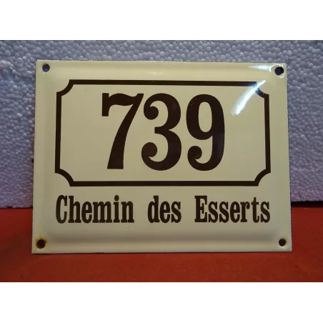 PLAQUE EMAILLEE  739 CHEMIN DES ESSERTS 20CM X15CM
