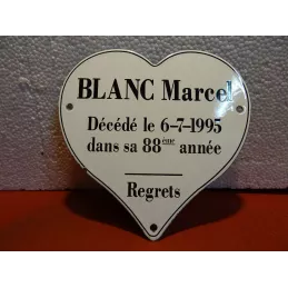PLAQUE EMAILLEE  BLANC MARCEL 18CM X18CM