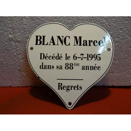 PLAQUE EMAILLEE  BLANC MARCEL 18CM X18CM