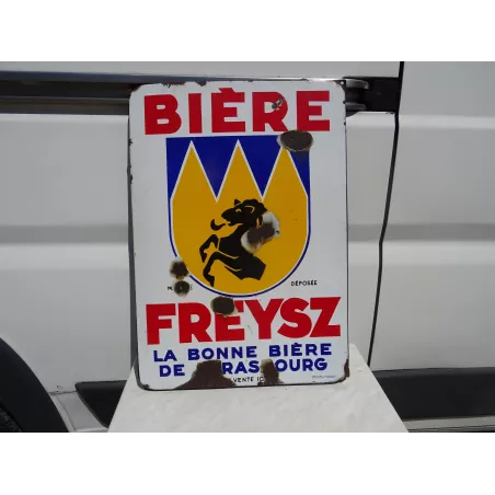 PLAQUE EMAILLEE BIERE FREYSZ 68CM X48CM