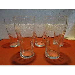 5 VERRES COCA-COLA BLANC  HT 14.20CM
