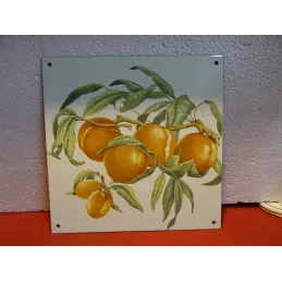 PLAQUE EMAILLEE FRUITS 25CM X25CM