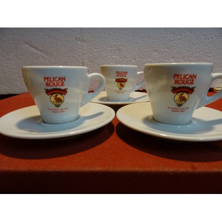 3 TASSES A CAFE PELICAN ROUGE