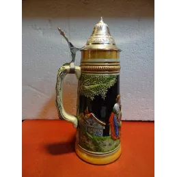 CHOPE EN GRE AVEC COUVERCLE  1 LITRE HT 28CM
