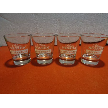 4 VERRES RHUM NEGRITA  CAFE CREOLE HT 7CM