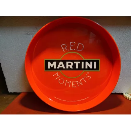 PLATEAU MARTINI ROUGE EN RESINE  DIAMETRE 33CM