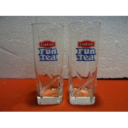 2 VERRES LIPTON FUN TEA  35/40CL HT.16.20CM