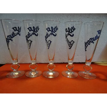 5 VERRES PERROQUET BLEU 16CL HT.20CM