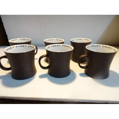 6 MUGS CHOKY MARRON  HT. 8.80CM