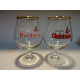 2 VERRES REGAL CHRISTMAS  25CL DIFFERENTS  HT 15.20CM
