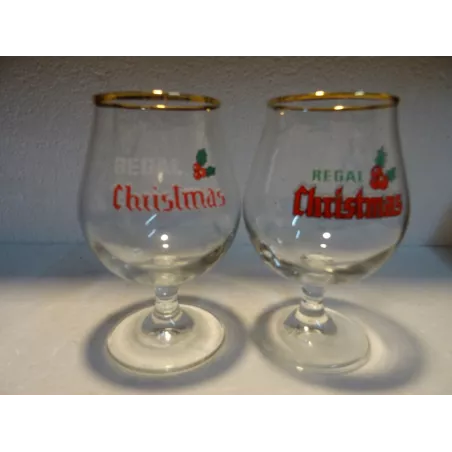 2 VERRES REGAL CHRISTMAS  25CL DIFFERENTS  HT 15.20CM