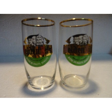 2 VERRES HELDEN PILS 25CL DIFFERENTS HT 12CM