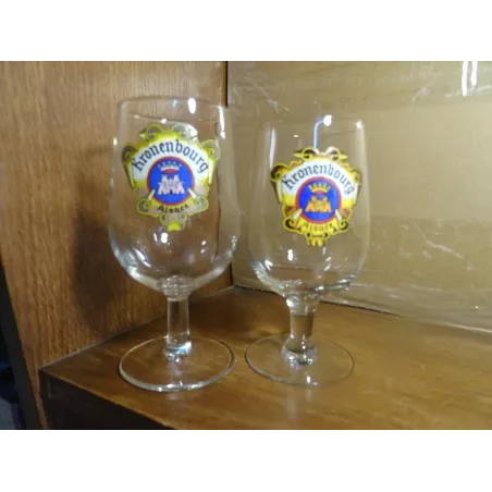 2 VERRES KRONENBOURG 25CL HT 15.30CM 5/20 HT 14.60CM