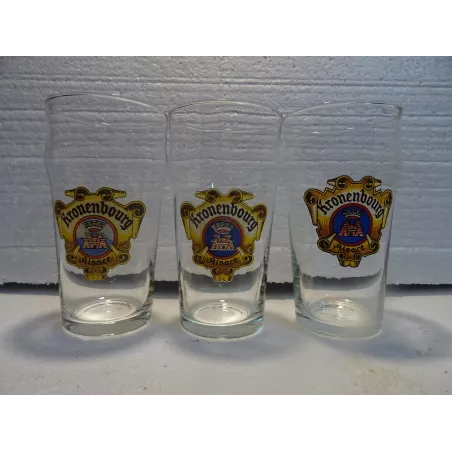 3 VERRES KRONENBOURG BOCK ANGLAIS 5/20 DIFFERENTS