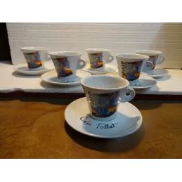 6 TASSES A THE FOLLIET + 6 SOUS TASSES  16CL N° 605