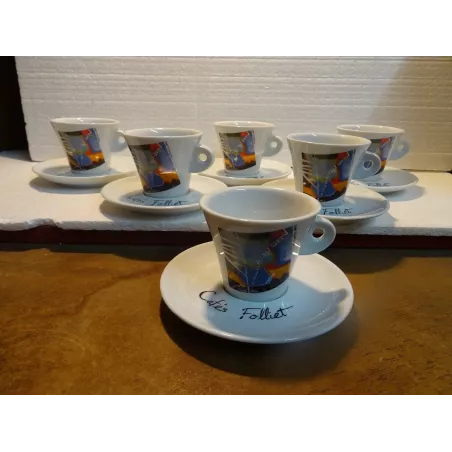 6 TASSES A THE FOLLIET + 6 SOUS TASSES  16CL N° 605