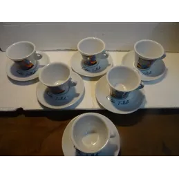 6 TASSES A THE FOLLIET + 6 SOUS TASSES  16CL N° 605