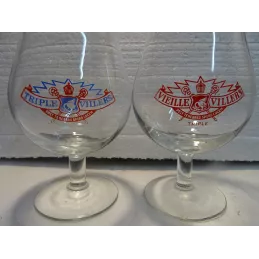 2 VERRES  TRIPLE VILLERS  33CL DIFFERENTS  HT 17.70CM