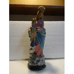 STATUE  VIERGE MARIE  ET L'ENFANT JESUS HT 32CM