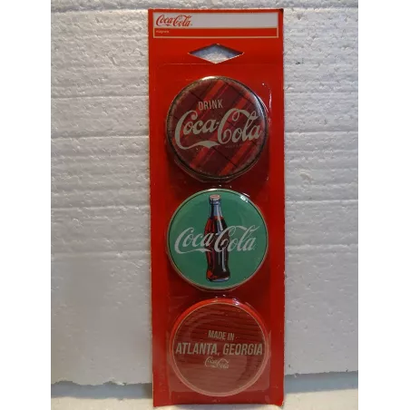 3 MAGNETS COCA-COLA  DIAMETRE 6CM