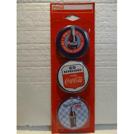 3 MAGNETS COCA-COLA  DIAMETRE 6CM