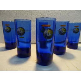 6 VERRES BLEU 10/12CL HT.12CM