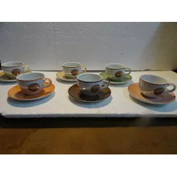 6 TASSES A CAFE   LENOTRE  PARIS  6 COULEURS ASSORTIES