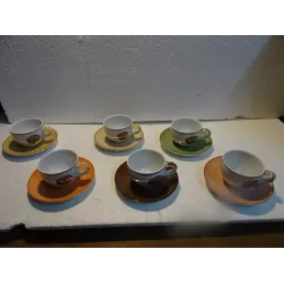 6 TASSES A CAFE   LENOTRE  PARIS  6 COULEURS ASSORTIES