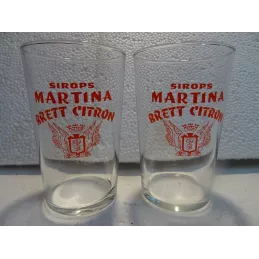 2 VERRES  SIROP MARTINA BRETT CITRON 20/22CL HT.10.70CM