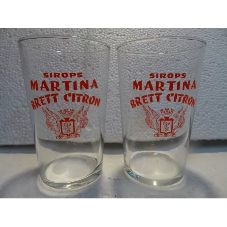 2 VERRES  SIROP MARTINA BRETT CITRON 20/22CL HT.10.70CM