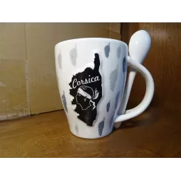 MUG  CORSICA  AVEC SA CUILLERE  HT 10.20CM
