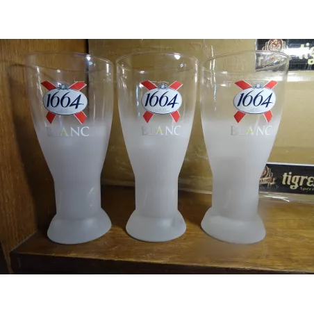 3 VERRES 1664 BLANC 50CL KRONENBOURG  HT 19CM