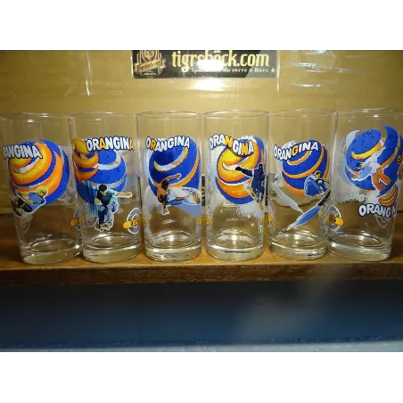 6 VERRES ORANGINA COLLECTOR  GLISS  HT 13.50CM