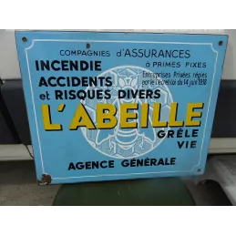 PLAQUE EMAILLEE ASSURANCE   L'ABEILLE  40CM X32CM