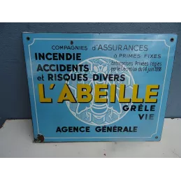 PLAQUE EMAILLEE ASSURANCE   L'ABEILLE  40CM X32CM