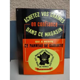 PLAQUE EMAILLEE   UNION DES MARCHANDS  GRAINIERS  58CM X42CM