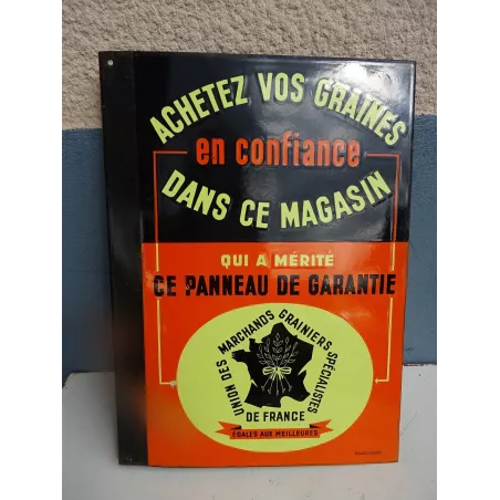 PLAQUE EMAILLEE   UNION DES MARCHANDS  GRAINIERS  58CM X42CM