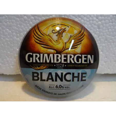 1/2 GLOBE GRIMBERGEN ( DEVANT DE POMPE A BIERE) BLANCHE