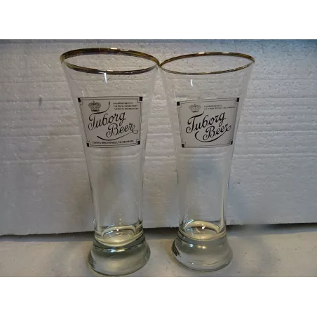 2 VERRES  TUBORG 25CL HT 17.90CM DIFFERENTS