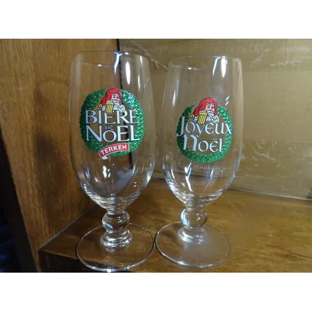 1 VERRE BIERE DE NOEL 25CL + 1 VERRE JOYEUX NOEL 25CL HT 16CM BRASSERIE TERKEN