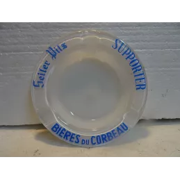 CENDRIER  BIERES DU CORBEAU EN VERRE  DIAMETRE 15CM