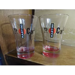 2 VERRES MARTINI FOND ROUGE HT 12.60CM