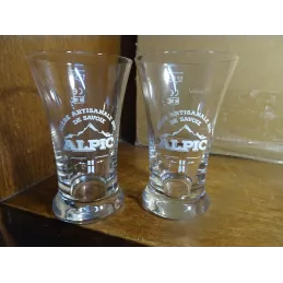 2 VERRES  ALPIC 12.50CL BIERE DE SAVOIE  HT 10.90CM