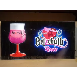 ENSEIGNE  LUMINEUSE BELZEBUTH ROSEE  49CM X25CM