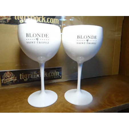 2 VERRES  BLONDE 30CL SAINT TROPEZ HT 18.60CM