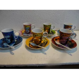 6 TASSES A CAFE +6 SOUS TASSES +6 CUILLERES