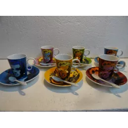6 TASSES A CAFE +6 SOUS TASSES +6 CUILLERES