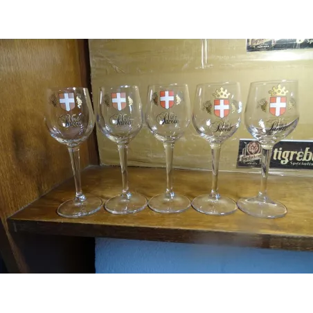 5 VERRES VIN DE SAVOIE  2 LOGOS DIFFERENTS 8CL HT 14.50CM