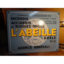PLAQUE EMAILLEE  ASSURANCE L'ABEILLE  40CM X32CM